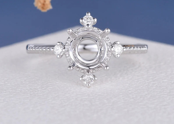 Pengaturan Pertunangan 14k Rose Gold Ring Flower Floral Semi Mount