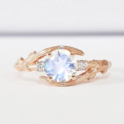 Dekorasi Cocok dengan Cincin Batu Bulan Alami Cincin Perhiasan Perak Sterling 925