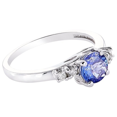 Flower Design JewelersClub Tanzanite Ring Sterling Silver Ring Jewelry dengan White Diamond Accent