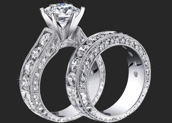 14K Round Diamond Engagement Wedding Rings Sertifikasi GH VS1 GIA