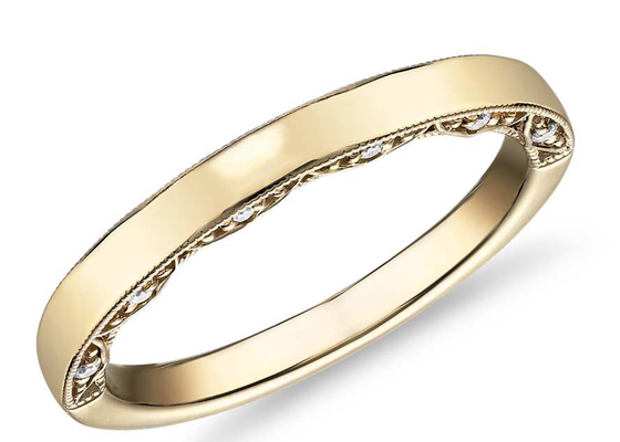 0.12ct Perhiasan Emas Kuning 14K Kecil, Cincin Pernikahan Berlian Emas Kuning EX Cut ODM