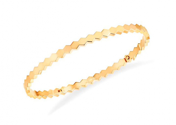 Hexagon 18k Solid Gold Bangle Bracelet Lebar 4mm untuk Engagement OEM