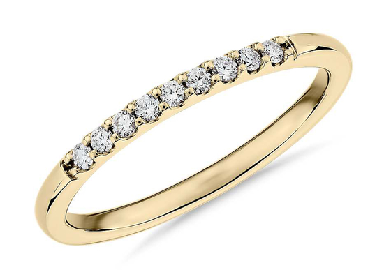 Cincin Berlian Stackable 0.44ct Yellow Gold 1.8mm Fishtail Setting Type