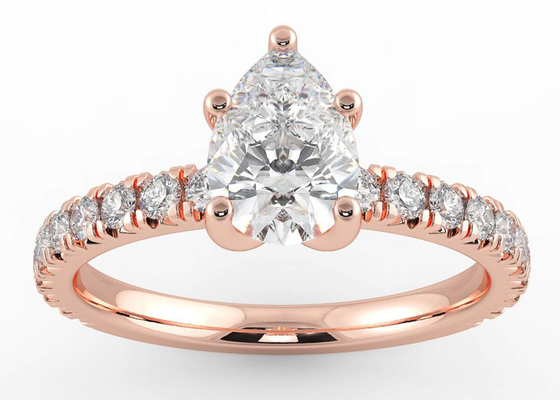 Wedding18K Rose Gold Ring Pear Cut 0.80ct Sertifikat DGC ODM