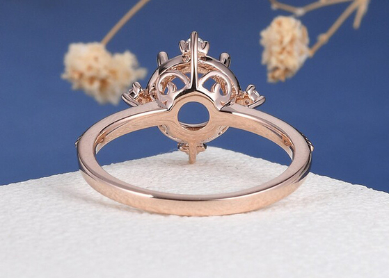 Pengaturan Pertunangan 14k Rose Gold Ring Flower Floral Semi Mount