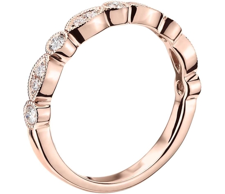 Perhiasan Emas Mawar 14K Cincin Pertunangan Berlian Alami Potongan Bulat