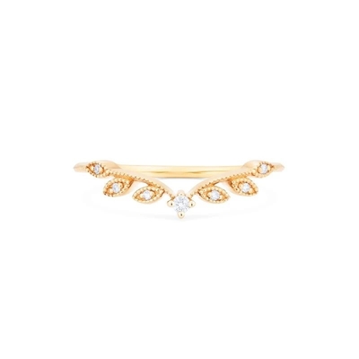 Cincin Pertunangan Unik Pernikahan Berlian 14K Perhiasan Emas Kuning
