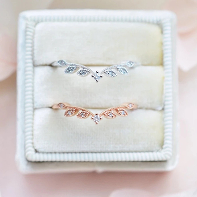 Cincin Pertunangan Unik Pernikahan Berlian 14K Perhiasan Emas Kuning