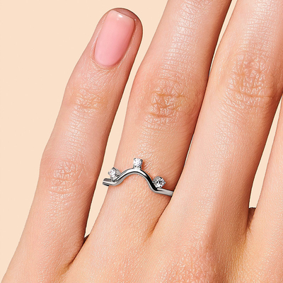 14K Rose Gold Perhiasan Berlian Asli, Cincin Ulang Tahun Berlian Mewah Nyata