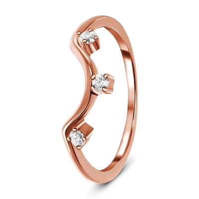 14K Rose Gold Perhiasan Berlian Asli, Cincin Ulang Tahun Berlian Mewah Nyata