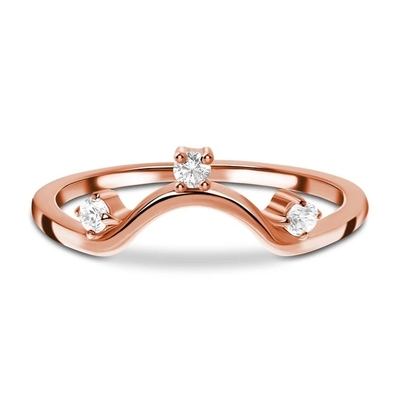 14K Rose Gold Perhiasan Berlian Asli, Cincin Ulang Tahun Berlian Mewah Nyata