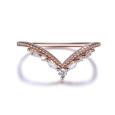 14K Rose Gold Jewelry Wanita Engagement Ring Pear Round Diamond