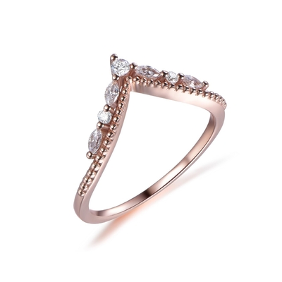 14K Rose Gold Jewelry Wanita Engagement Ring Pear Round Diamond