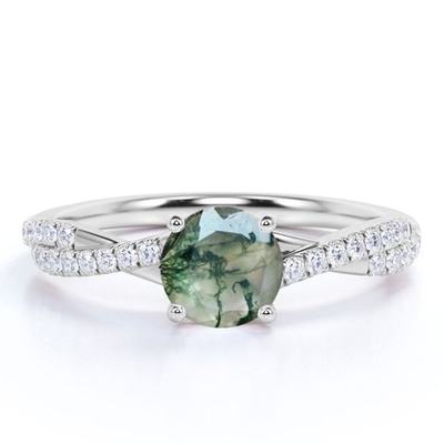 Alami Moss Batu Akik Bunga Bentuk Marquise Blossom Diamond Cincin Pernikahan Cluster