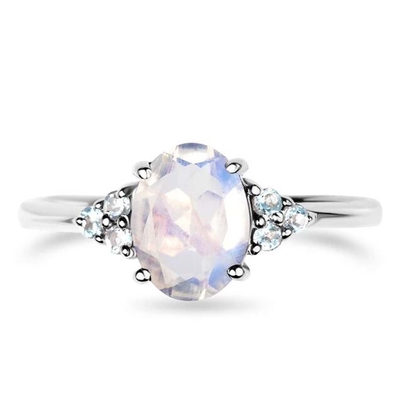 Seni Unik 925 Sterling Silver Natural Blue Raw Moonstone Ring Moonstone Jewelry Design