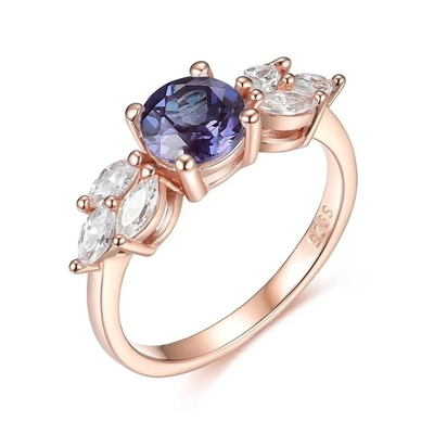 Wanita 925 Sterling Silver Natural Blue Moonstone Cincin Batu Bulan Desain Perhiasan