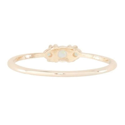 925 Sterling Silver CZ Natural Jewelry Faceted Rainbow Moonstone Tiga Batu Cincin