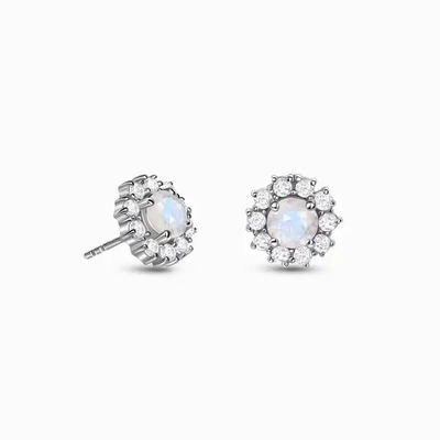 Grosir Perhiasan Perak Sterling 925 14K Berlapis Emas Wanita Menjuntai Anting-Anting Alami Moonstone Drop Earrings