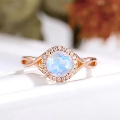 Dekorasi Cocok dengan Cincin Batu Bulan Alami Cincin Perhiasan Perak Sterling 925