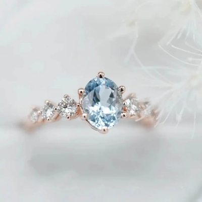 925 Sterling Silver Fashion Design Cincin Moonstone Mungil Cantik