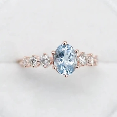 White Gold Oval Moonstone Art Deco Set Cincin Pertunangan Unik 925 Sterling Silver
