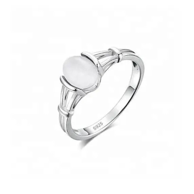 Cincin Perak Sterling 925 Padat Yang Indah, Cincin Batu Permata Oval Cut Moonstone Untuk Anak Perempuan