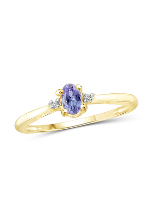 0,25 Karat Tanzanite 0,925 Sterling Perhiasan Cincin Perak dengan Berlian Putih - Cincin Batu Permata dengan Hypoallergenic