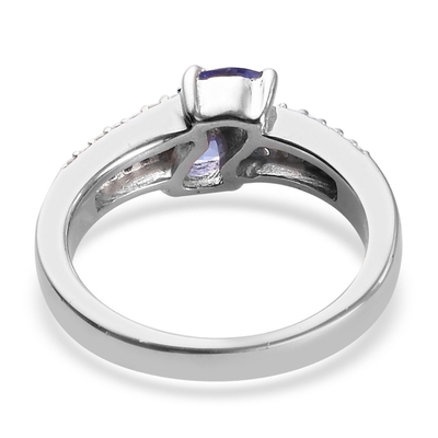 0,25 Karat Tanzanite 0,925 Sterling Perhiasan Cincin Perak dengan Berlian Putih - Cincin Batu Permata dengan Hypoallergenic