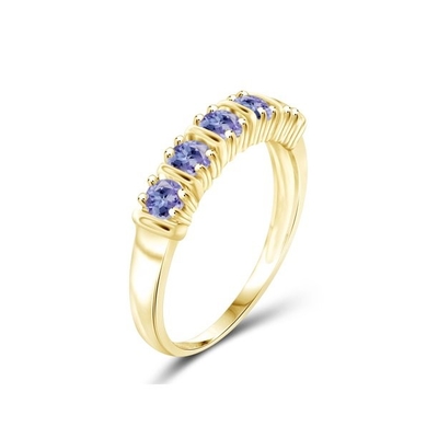 Cincin Pertunangan 1 Karat Tanzanite Dan Aksen Berlian Putih Sterling Silver