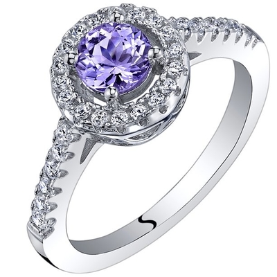 Klub Perhiasan 1/4 Karat T.G.W. Tanzanite Dan Cincin Perak Beraksen Berlian Putih
