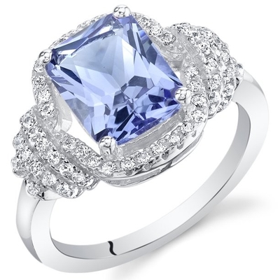 Klub Perhiasan 1/4 Karat T.G.W. Tanzanite Dan Cincin Perak Beraksen Berlian Putih