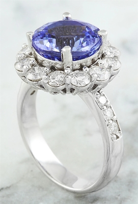 Klub Perhiasan 1/4 Karat T.G.W. Tanzanite Dan Cincin Perak Beraksen Berlian Putih
