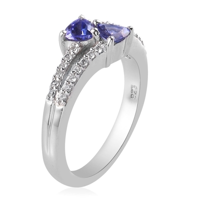 SShop LC Women Platinum lebih dari 925 Silver Blue Tanzanite Birthstone Zircon Ring Ukuran 8 Hadiah
