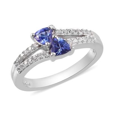 SShop LC Women Platinum lebih dari 925 Silver Blue Tanzanite Birthstone Zircon Ring Ukuran 8 Hadiah