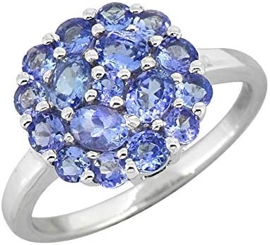 0,25 Karat Tanzanite Dengan Perhiasan Cincin Perak Sterling dengan Aksen Berlian Putih