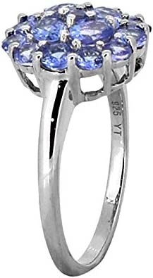 0,25 Karat Tanzanite Dengan Perhiasan Cincin Perak Sterling dengan Aksen Berlian Putih