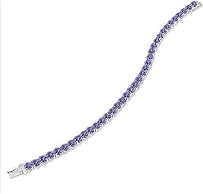 24.70 CTW Natural Tanzanite Dan Gelang Berlian Dalam Emas Putih Padat 14K