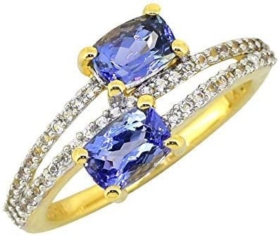 6.02 CTW Natural Blue Tanzanite Dan Cincin Berlian Emas Putih Padat 18K