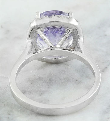 6.02 CTW Natural Blue Tanzanite Dan Cincin Berlian Emas Putih Padat 18K