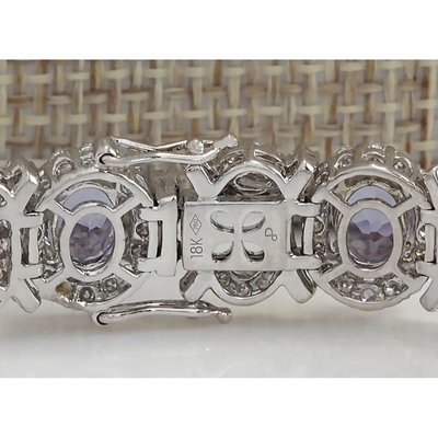 24.70 CTW Natural Tanzanite Dan Gelang Berlian Dalam Emas Putih Padat 14K
