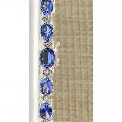 11.80 CTW Natural Tanzanite Dan Gelang Berlian Dalam Emas Putih Padat 14k