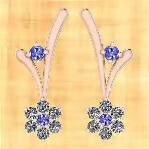 7.82 CTW Tanzanite Alami Dan Anting Berlian 14K Emas Kuning Padat