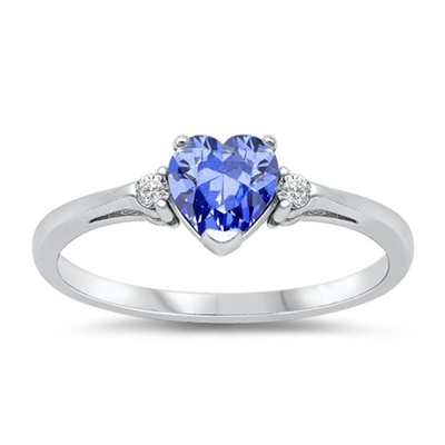 Karat Tanzanite 0.925 Sterling Perhiasan Cincin Perak Dengan Aksen Berlian Putih