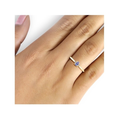 Cincin Pertunangan Tali Berlian Tanzanite 0.06CTW Dalam Emas Kuning 14K