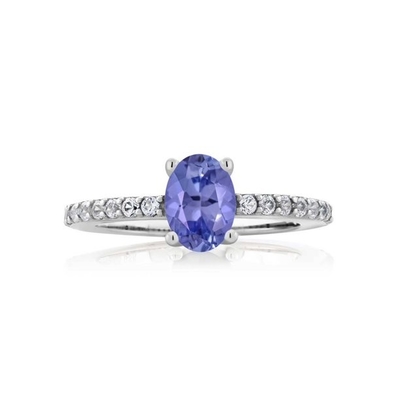 4mm Princess Cut Cincin Pertunangan Tanzanite Alami 14k Emas Putih