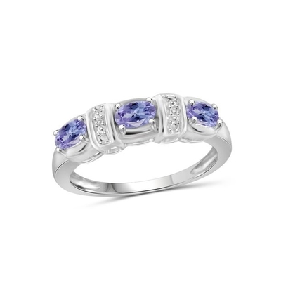 Dengan 925 Sterling Silver Rhodium Tanzanite &amp; Diam. Cincin Pertunangan