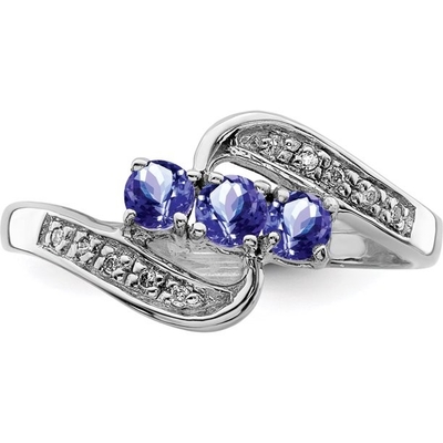Dengan 925 Sterling Silver Rhodium Tanzanite &amp; Diam. Cincin Pertunangan