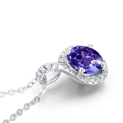Natural Tanzanite Infinity Heart Pendant Kalung Berlian Sterling SilverI 14K
