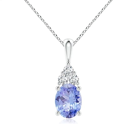 14K Solid Gold Angara Natural Tanzanite Solitaire Liontin Kalung Untuk Wanita Wanita