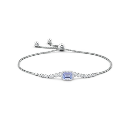 Adjustable ANGARA Natural Tanzanite Gelang untuk Wanita Wanita Emas Putih 14K